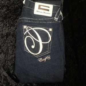 COOGI | White Genuine Leather Pocket Jeans